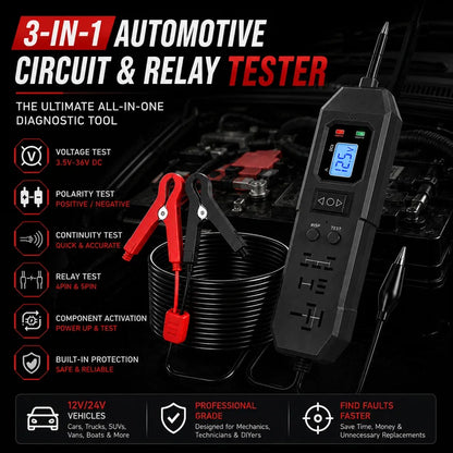 🔧 3-in-1 Automotive Power Circuit Probe & Relay Tester – 12V/24V Electrical Diagnostic Tool | Buy 2 Get Free Shipping 🚚