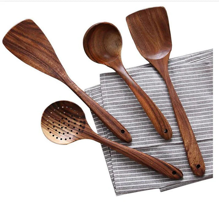 Premium Wooden Kitchen Utensil Set – Handcrafted Natural Wood Cooking Tools for Everyday Use