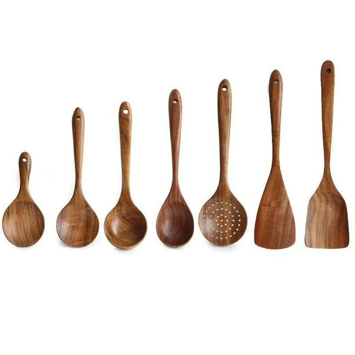 Premium Wooden Kitchen Utensil Set – Handcrafted Natural Wood Cooking Tools for Everyday Use