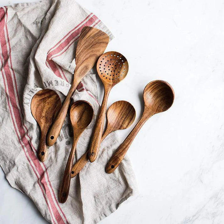 Premium Wooden Kitchen Utensil Set – Handcrafted Natural Wood Cooking Tools for Everyday Use