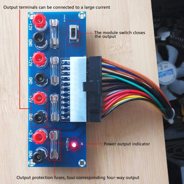 2pcs 24 Pin ATX Power Supply Breakout Adapter Module for Desktop