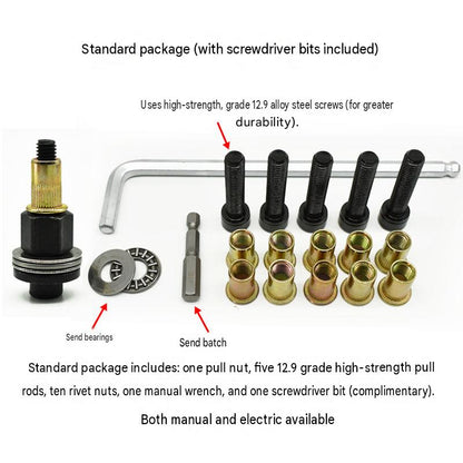 Rivet Gun Head & Nutsert Cap Set | Heavy-Duty Steel Fastening Tool | Portable Kit for Automotive, Sheet Metal & Industrial Use
