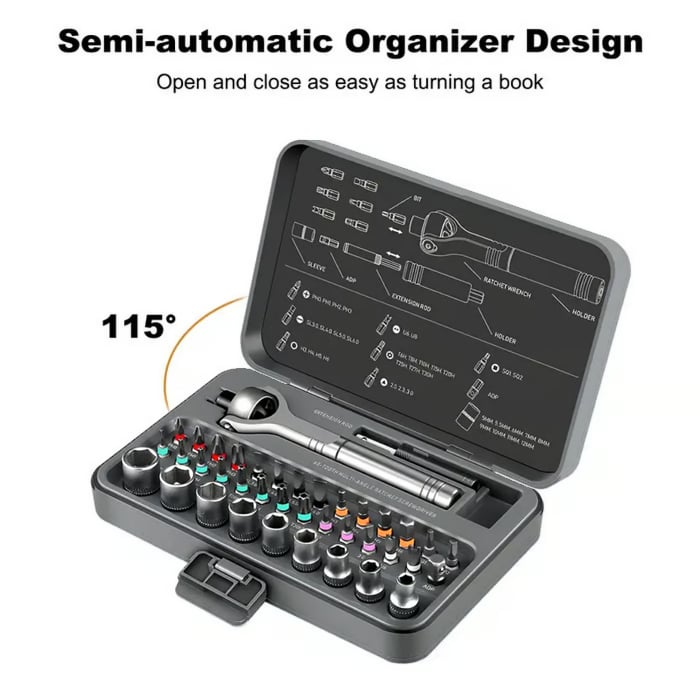 💯40-in-1 Universal Ratchet Screwdriver Set – 180° Adjustable Repair Tool Kit