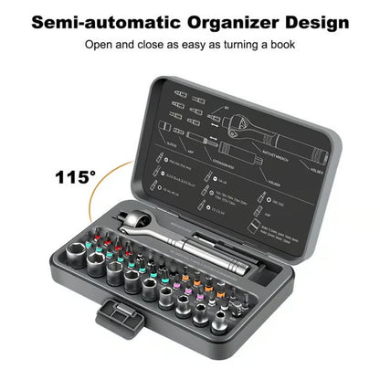 💯40-in-1 Universal Ratchet Screwdriver Set – 180° Adjustable Repair Tool Kit