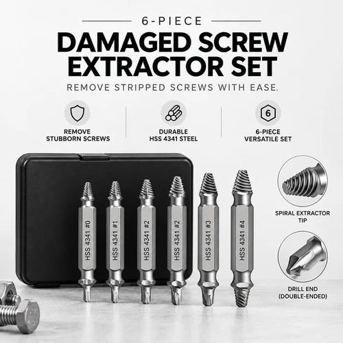 6-Piece Damaged Screw Extractor Set