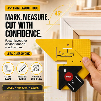 📍📐 Adjustable 45° Trim Marking & Measuring Tool – Fast Door & Window Casing Layout