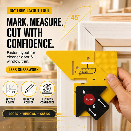 📍📐 Adjustable 45° Trim Marking & Measuring Tool – Fast Door & Window Casing Layout