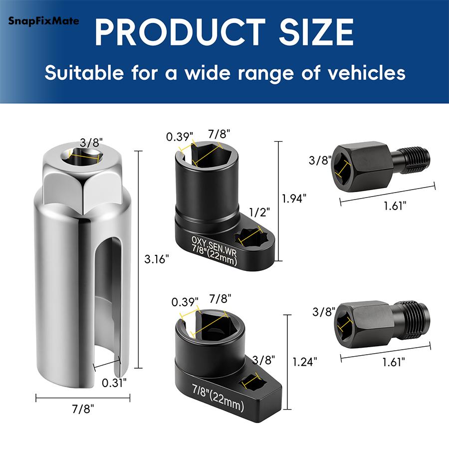 🔧Automotive O2 Sensor Offset Socket & Thread Chaser 5 PCS Set