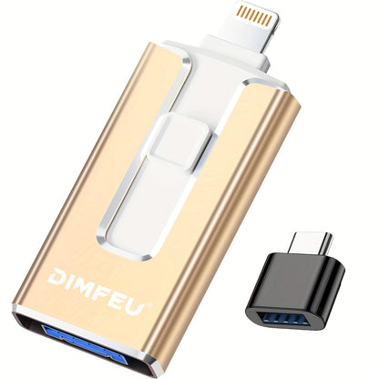High-Speed 4In1 USB Flash Drive for Iphone And More - One-Click Backup Secure Photo Stick with Password Security
