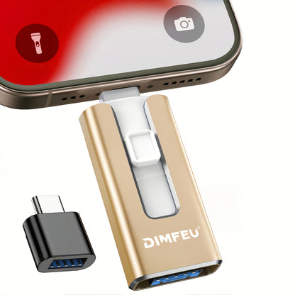 High-Speed 4In1 USB Flash Drive for Iphone And More - One-Click Backup Secure Photo Stick with Password Security