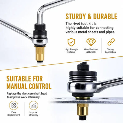 Rivet Gun Head & Nutsert Cap Set | Heavy-Duty Steel Fastening Tool | Portable Kit for Automotive, Sheet Metal & Industrial Use