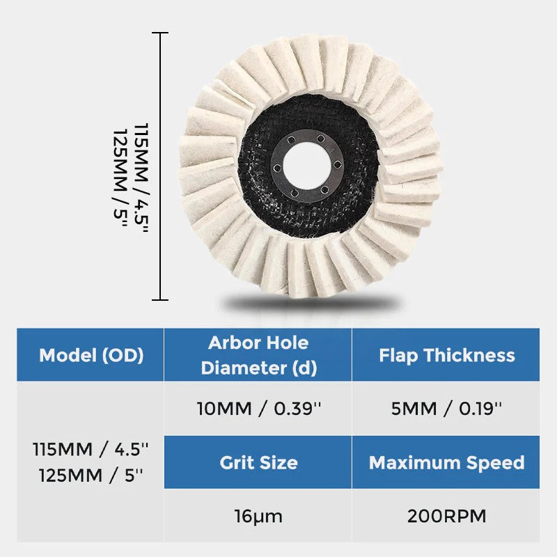 🧰BUY 2 GET 3 FREE🔧 Achieve A Mirror Finish –Wool Felt Flap Polishing Disc