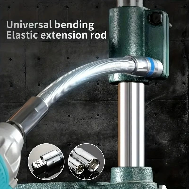 Flexible Socket Extension Bar Set – Bendable Ratchet Wrench Extensions for Tight Spaces, CR-V Steel Automotive Repair Tool Kit