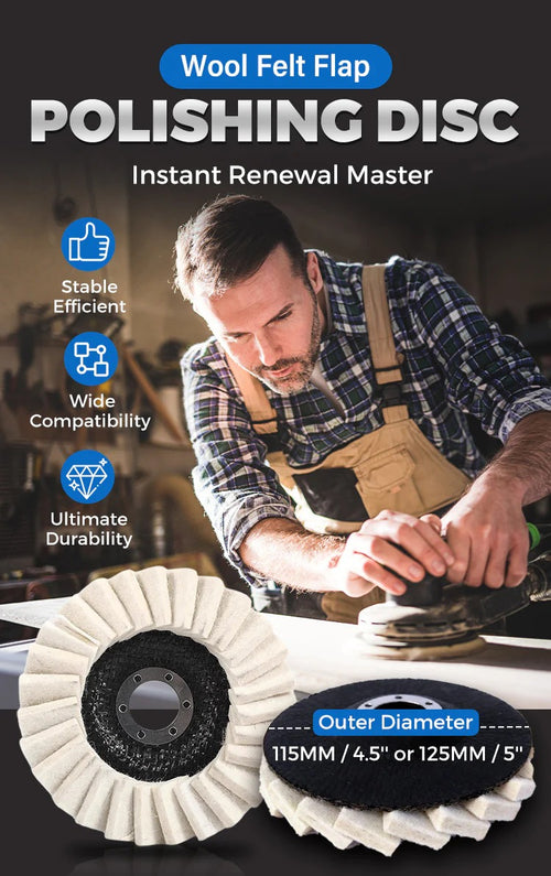 🧰BUY 2 GET 3 FREE🔧 Achieve A Mirror Finish –Wool Felt Flap Polishing Disc