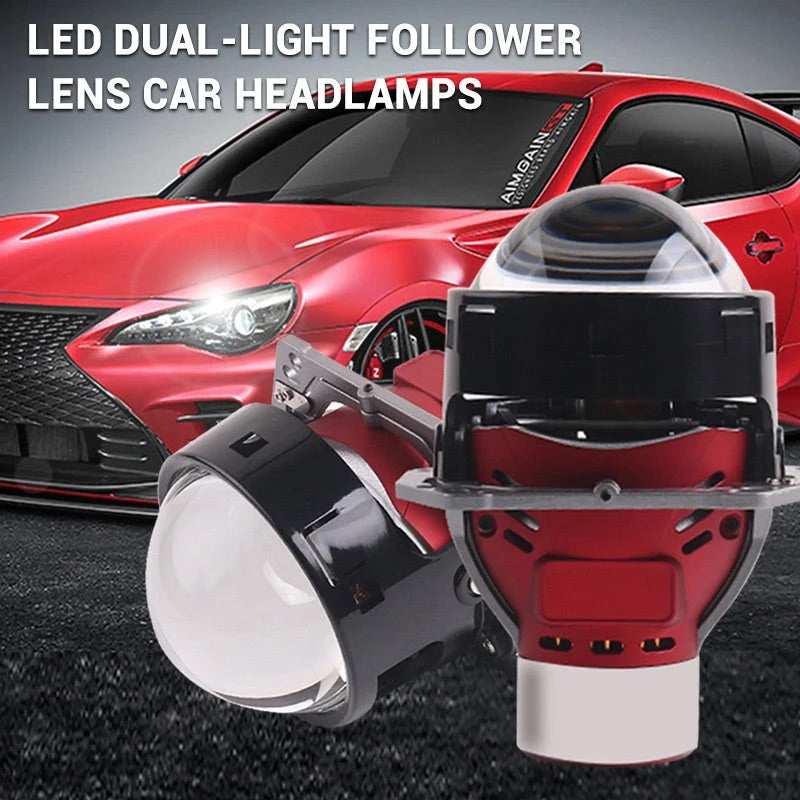 LED Dual-light Follower Lens Car Headlamps