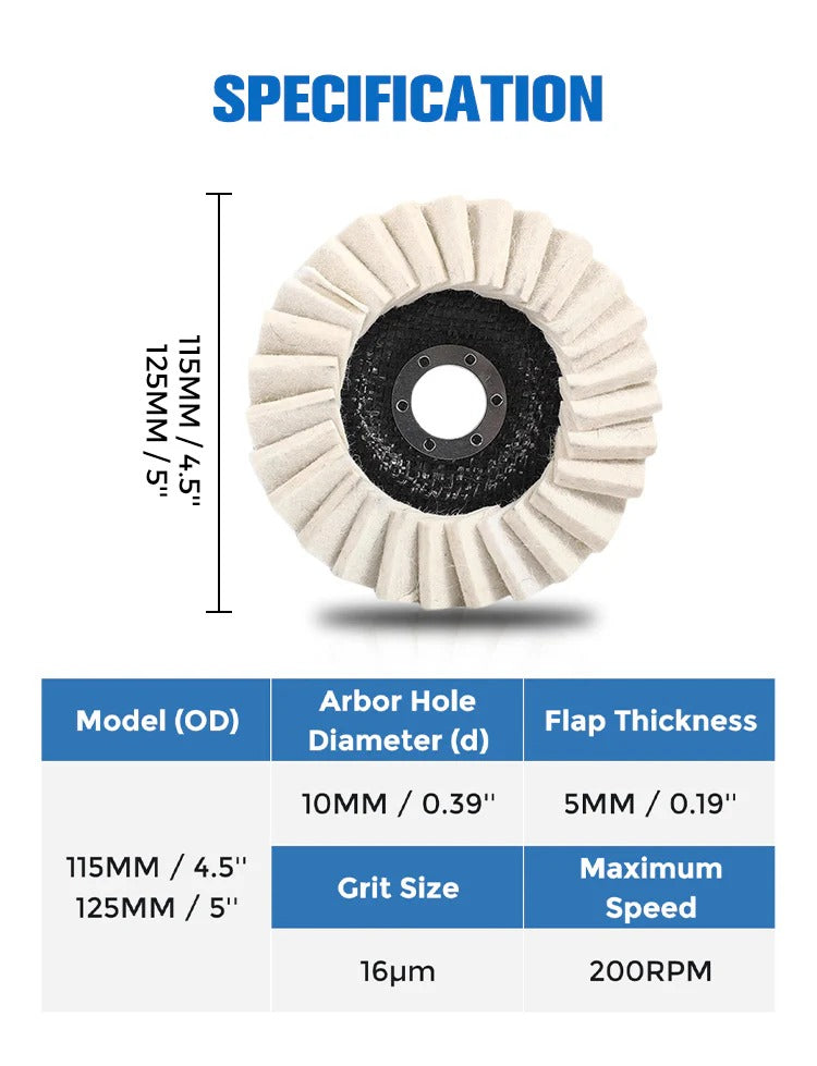 🧰BUY 2 GET 3 FREE🔧 Achieve A Mirror Finish –Wool Felt Flap Polishing Disc