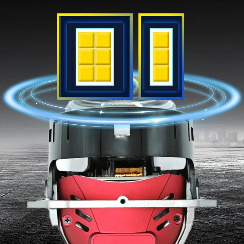 LED Dual-light Follower Lens Car Headlamps