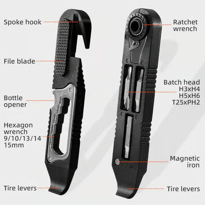 Multi-function Ratchet Tire Lever with Hex Wrench and File Blade