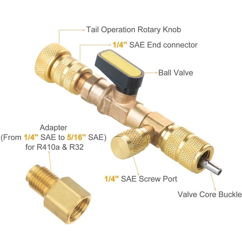 AC Valve Core Removal Tool with SAE 1/4 & 5/16 Port