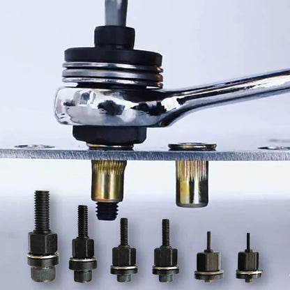 Rivet Gun Head & Nutsert Cap Set | Heavy-Duty Steel Fastening Tool | Portable Kit for Automotive, Sheet Metal & Industrial Use