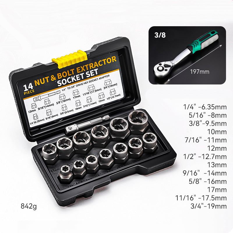1 Sockets Set+ 72-Tooth Ratchet Wrench