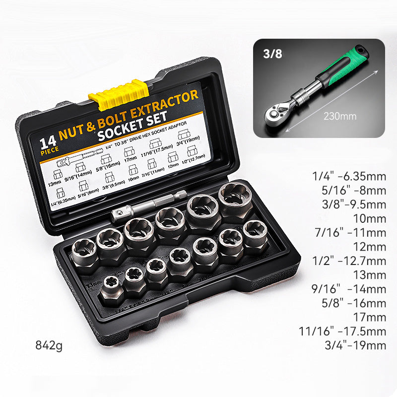 1 Sockets Set+ 72-Tooth Stretchable Ratchet Wrench