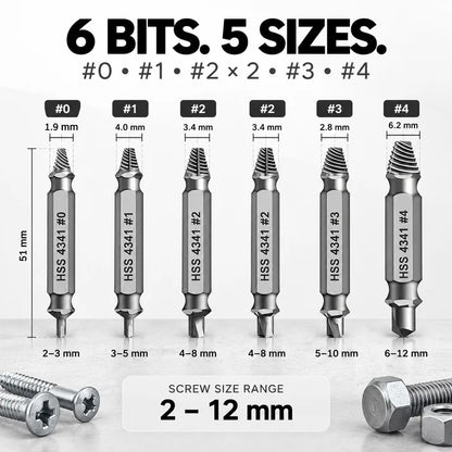6-Piece Damaged Screw Extractor Set