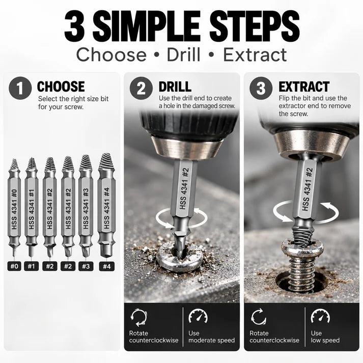 6-Piece Damaged Screw Extractor Set