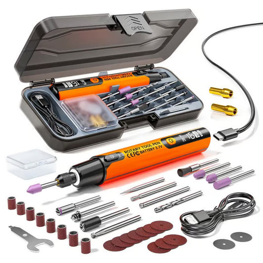 Mini Rotary Tool Kit – Powerful Cordless Engraving & Polishing Tool with LED Light, Digital Display & Adjustable Speeds